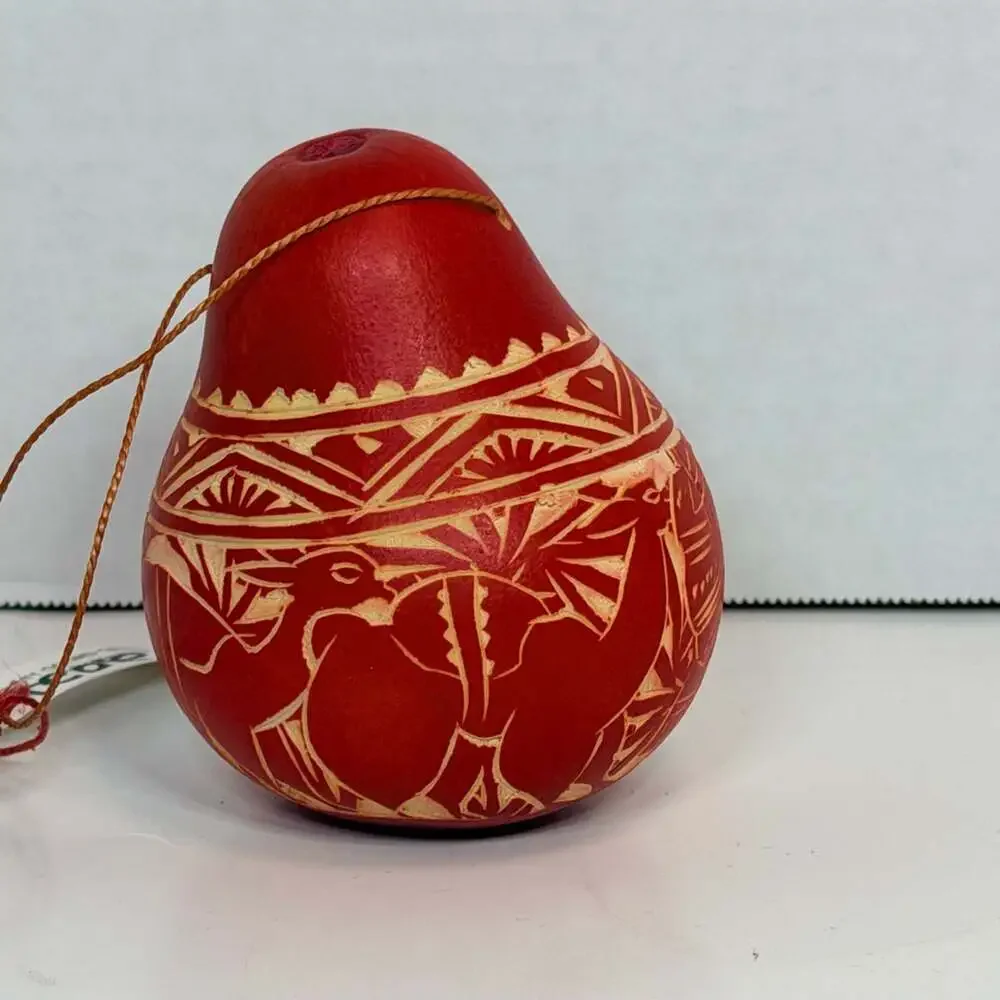 Hand Carved and Painted Gourd Nativity Scene Christmas Diorama Ornament